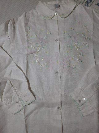 Camicia da notte in lino ricamata XL