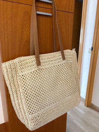Bolso de rafia beige sin estrenar