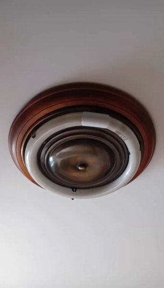 Lámpara de techo madera, metal y cristal