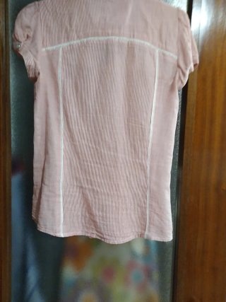 Camisa Mango Verano Rayas Rojas y Blancas