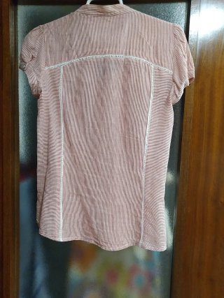 Camisa Mango Verano Rayas Rojas y Blancas