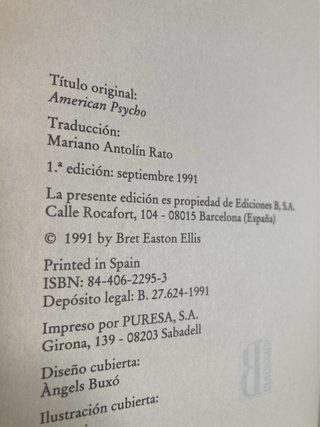 American psycho 1a edicion castellano