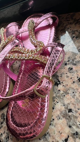 Sandalias Serpiente Rosa y Dorado