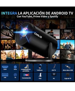 Proyector COOLID Portátil 4K Wi-Fi 6 HDMI