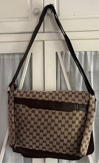 Borsa grande Gucci beige e marrone