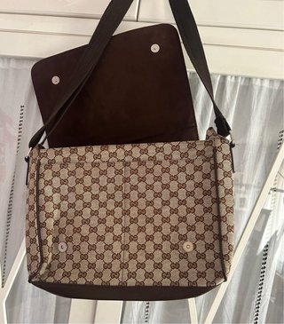 Borsa grande Gucci beige e marrone