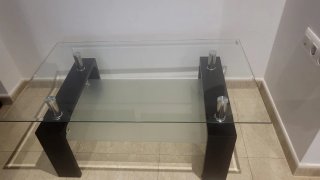 Mesa de centro cristal y madera