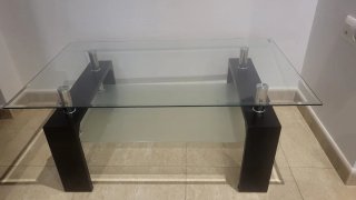 Mesa de centro cristal y madera