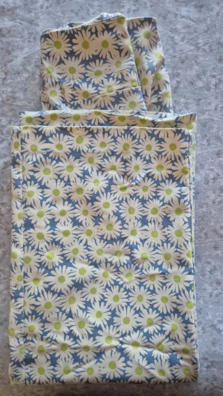 Pantalón estampado flores azul y blanco