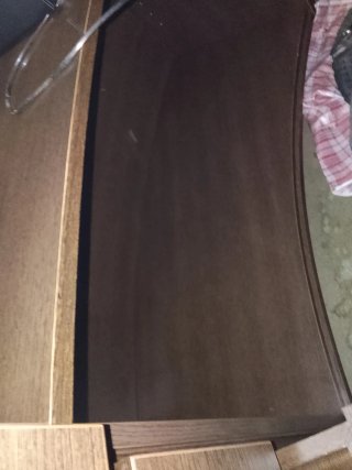 Mostrador curvo madera y cristal calidad excelente
