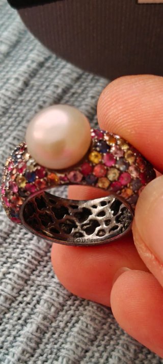 Anillo Tous Fantasy zafiros, perla