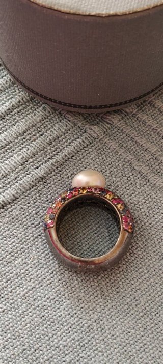 Anillo Tous Fantasy zafiros, perla