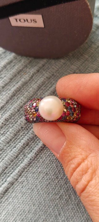 Anillo Tous Fantasy zafiros, perla