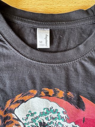 Camiseta Negra Diseño japonés Tigre y Ola L