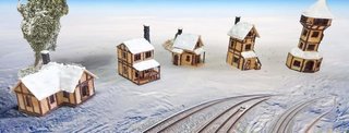 8 Casas H0/N + 5 Árboles Maqueta