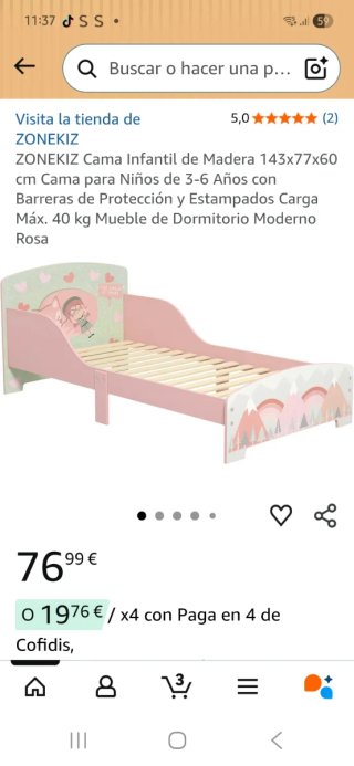 Cama infantil con diseño de zorro y niña