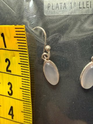 Pendientes Cuarzo Rosa Plata 1ª Ley