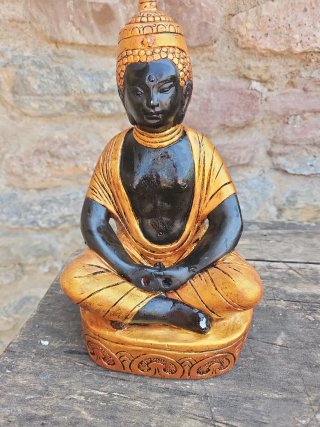 Figura Buda sentado dorado y negro