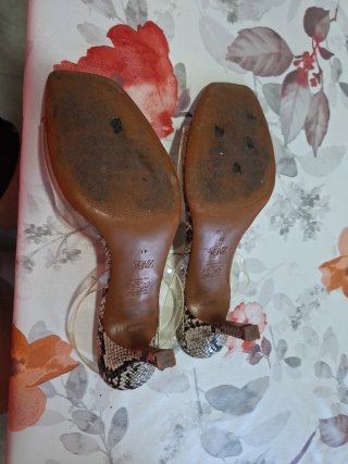 Sandalias Zara Tacón Transparente Piel Serpiente