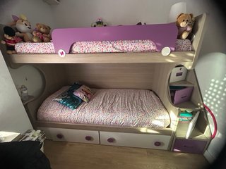 Dormitorio infantil litera con cajones y armario