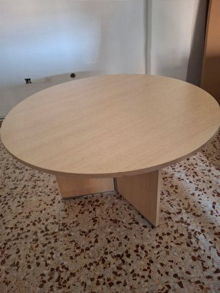Mesa redonda de madera clara 120 cm