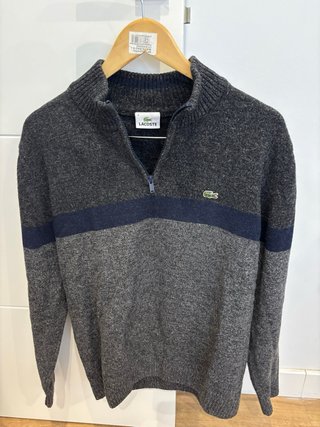 Jersey Lacoste Media Cremallera Gris y Azul