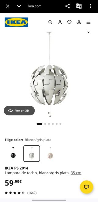 Lámpara Colgante Ikea Blanca/Plata 35cm