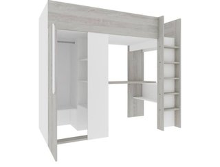 Cama alta 90x200 con armario y escritorio