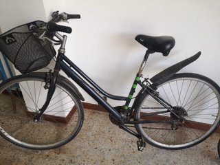 Bicicleta urbana con cesta y guardabarros