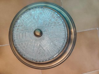 Lámpara de techo cristal y metal dorada