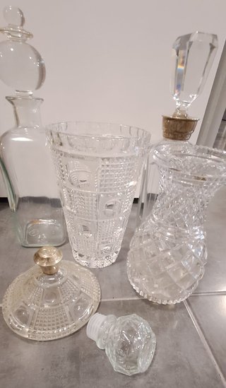 Gran Lote Cristalería Vintage Tallada (15 piezas)