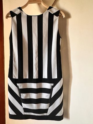 Vestido Maje Talla S Rayas Blanco y Negro