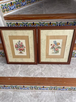 Pack 2 cuadros decorativos flores vintage