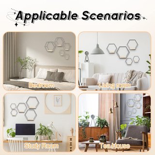 Set 5 Estantes Hexagonales Metal Madera