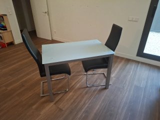 Mesa de cocina cristal y metal