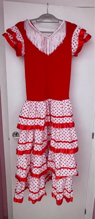 Disfraz Flamenca Niña Rojo y blanco.