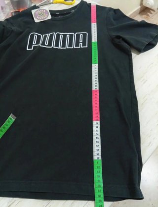 Camiseta Puma Negra Logo Blanco Talla M