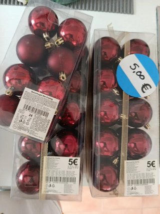 Bolas Navidad TEDI Rojo Vino burdeos (48 bolas)