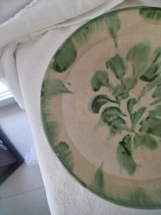 Lebrillo cerámica Nijar verde principios SXX