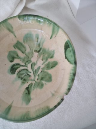 Lebrillo cerámica Nijar verde principios SXX