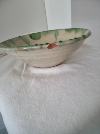 Lebrillo cerámica Nijar verde principios SXX