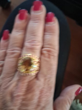 Anillo Oro 18k Plata con Citrino y Rubíes/ esmeral