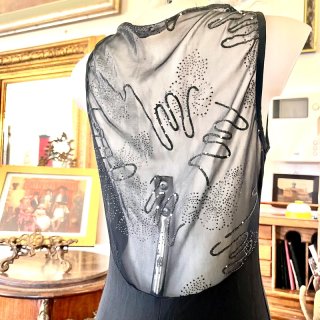 Abito lungo nero in tulle elasticizzato