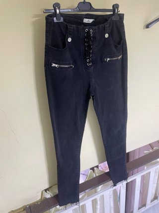 Pantaloni vita alta neri taglia M