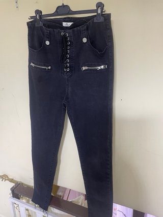 Pantaloni vita alta neri taglia M