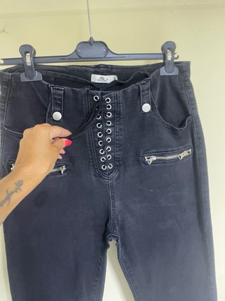 Pantaloni vita alta neri taglia M