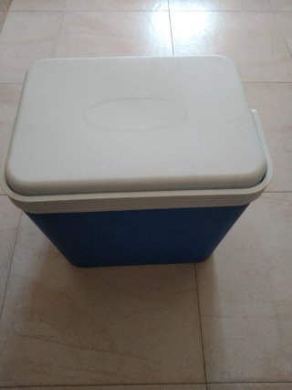 Nevera azul y blanca para playa/piscina ( 24 L).