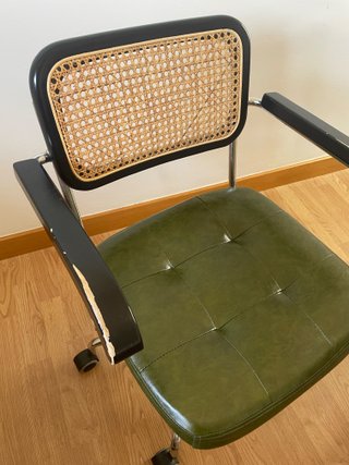 Silla oficina vintage ratán y piel sintética