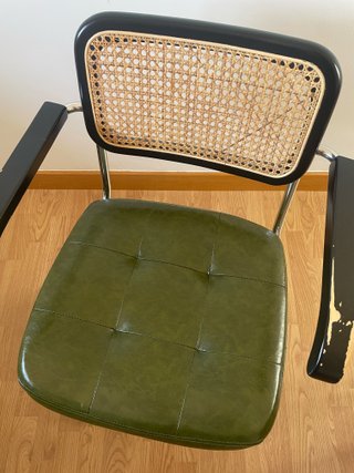 Silla oficina vintage ratán y piel sintética