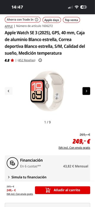 Apple Watch Negro/Plateado